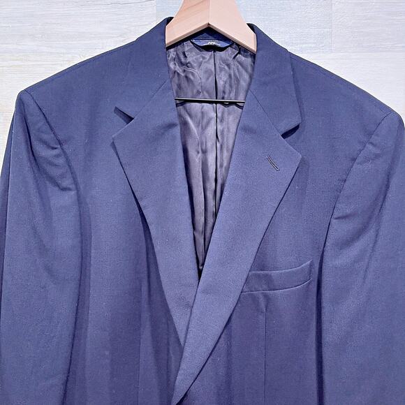 Brooks Brothers 346 Gold Metal Button Hopsack Blazer Navy Blue Wool Mens 43R - Picture 2 of 9